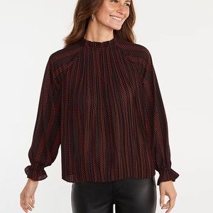 Ann Taylor Dotted Ruffle Mixed Media Pleat Front